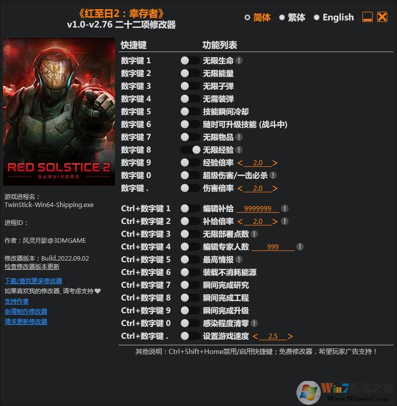 红至日2幸存者二十二项修改器