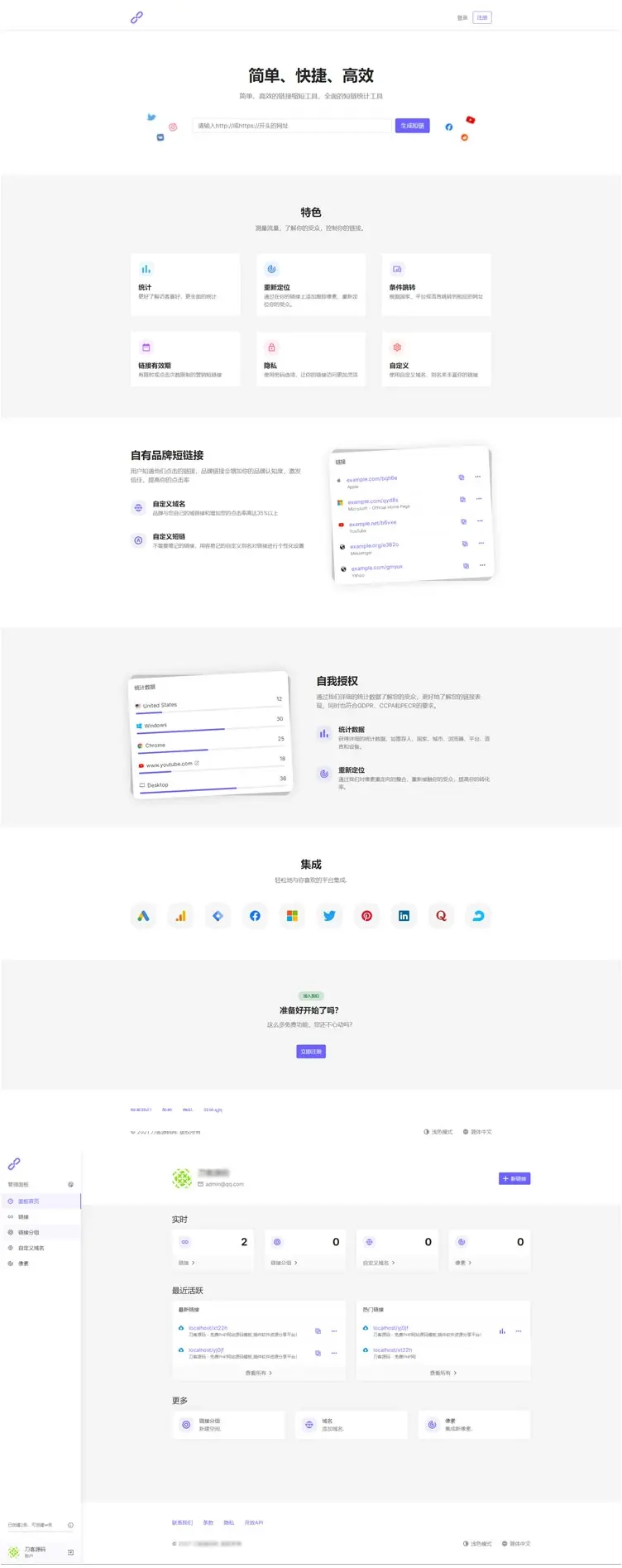  2021最新PHP短网址生成系统/短链接生成系统/URL缩短器系统源码