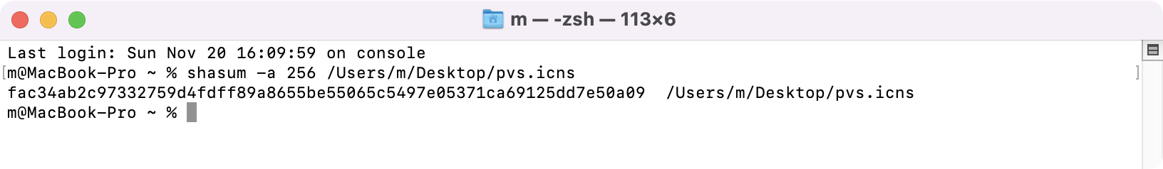 Mac 检验hash sha1256哈希值命令